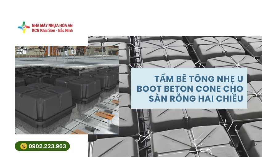 Tấm Bê Tông Nhẹ U Boot Beton Cone Cho Sàn Rỗng Hai Chiều